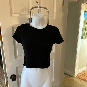 Princess Polly Size 6 Black Short Sleeved Backless Crop Top